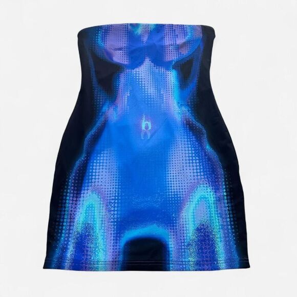 WhiteFox Life On Mars Blue Strapless Mini Bodycon Dress NWT M | Cosmic Core - Picture 2 of 8